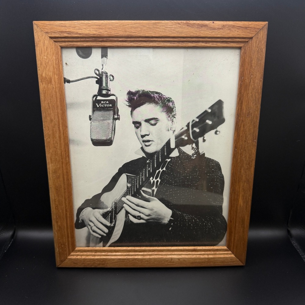 Elvis Presley RCA Victor Recording Session Framed B&W Photo 9.5x11.5 Music Decor